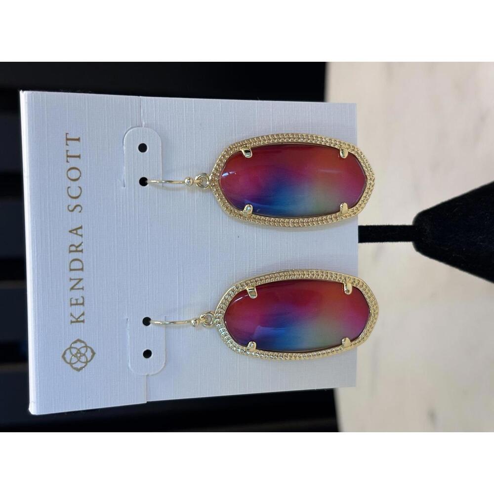 Kendra Scott Multicolor Dangle Earrings with Gold Frame